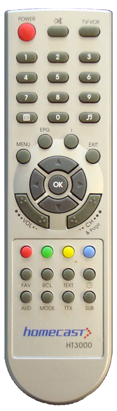 Homecast HT3000 Silver Remote - Click Image to Close